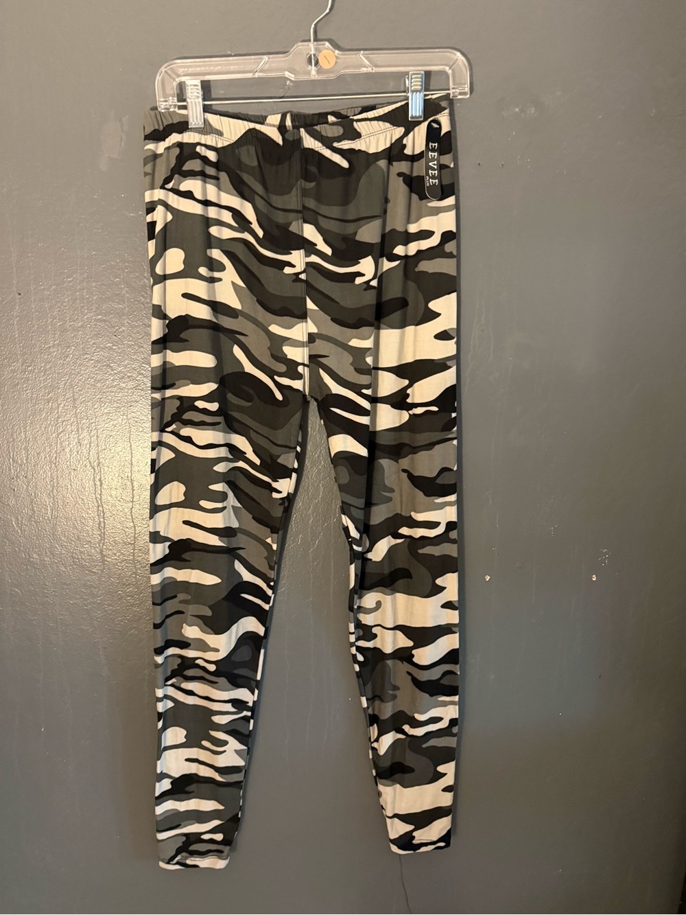 Eevee Camo Ribbed Leggings - Black, Gray & White